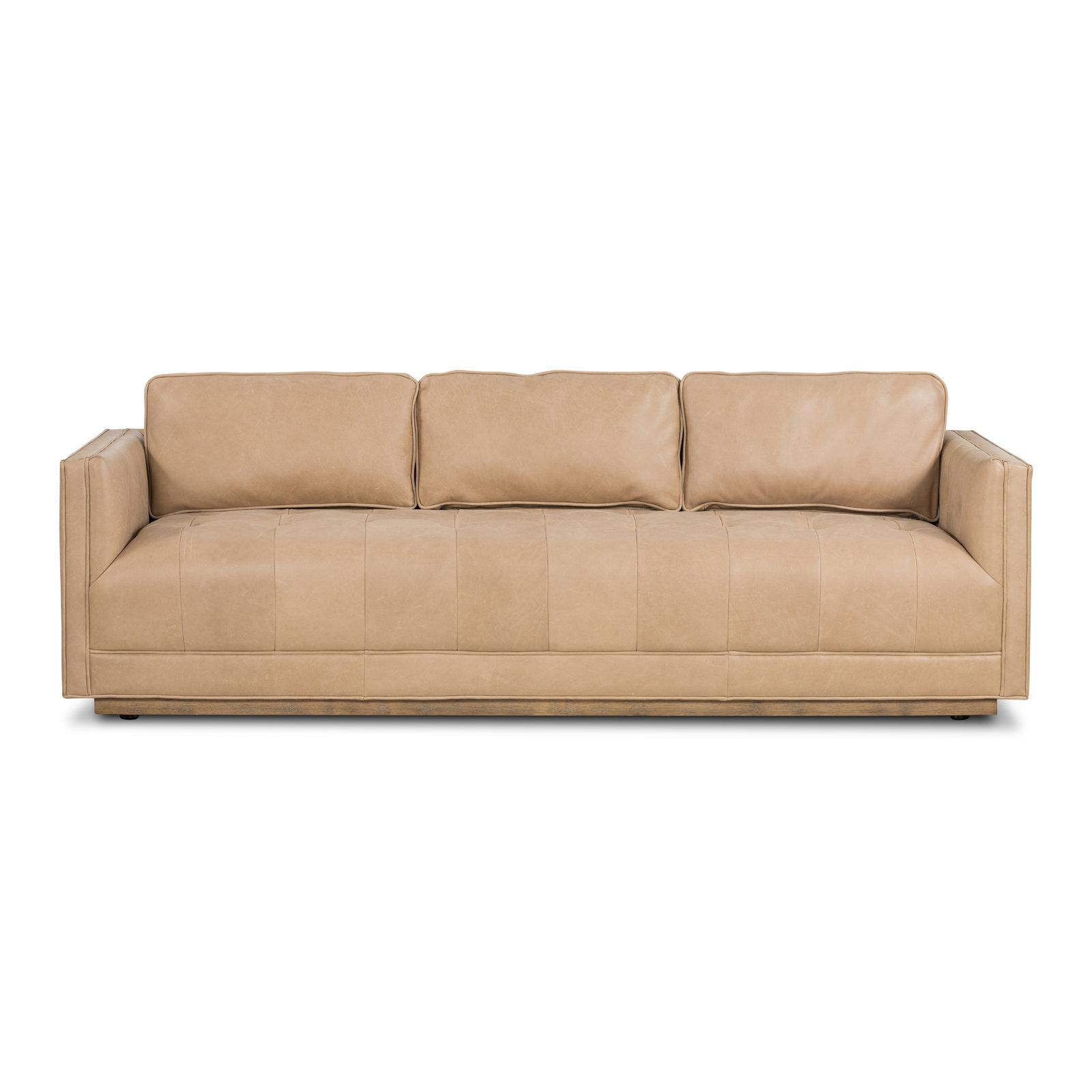 Calabrese 90'' Upholstered Sofa, Palermo Nude Top Grain Leather