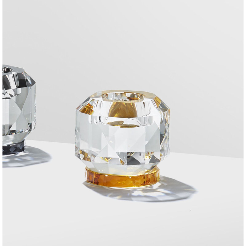 Ophelia Tealight Candle Holder, Clear/Amber