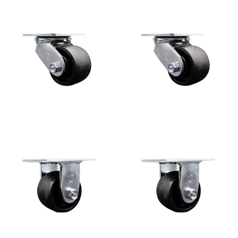 3.25 Inch Glass Filled Nylon Caster Set with Ball Bearings 2 Swivel 2 Rigid SCC