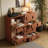 91.2" Modern TV Console for Living Room with 4 Multifunctional storage Cabinets, Solid Wood Veneer-936670245