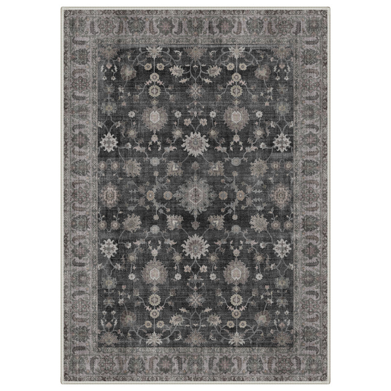  Tapis intérieur gris / noir Agacha Roehit, Rectangle 9 pi x 12 pi