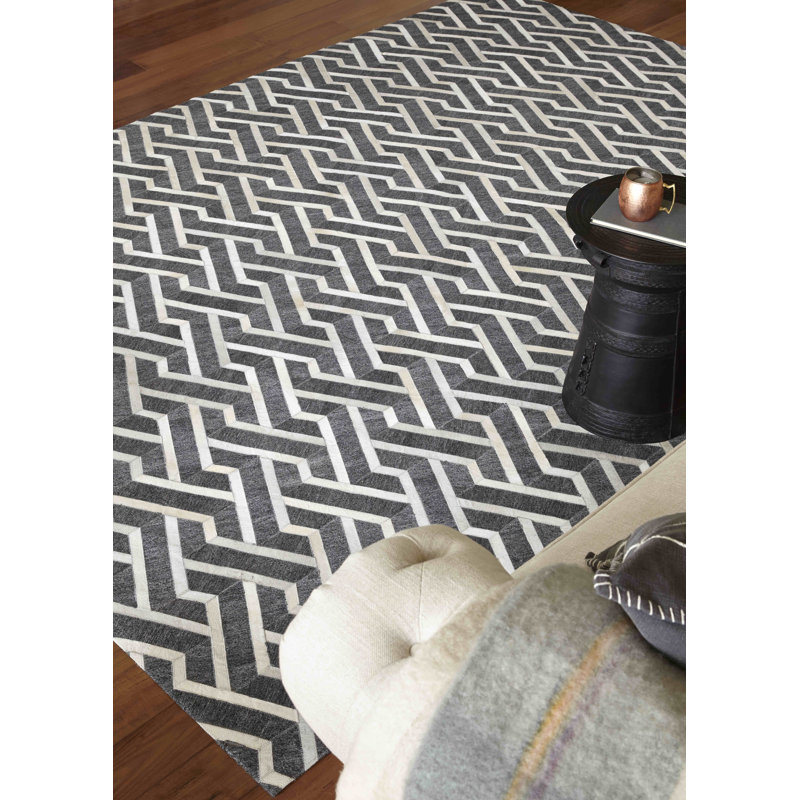 Berlin Cowhide Geometric Area Rug, Rectangle 5' x 8'
