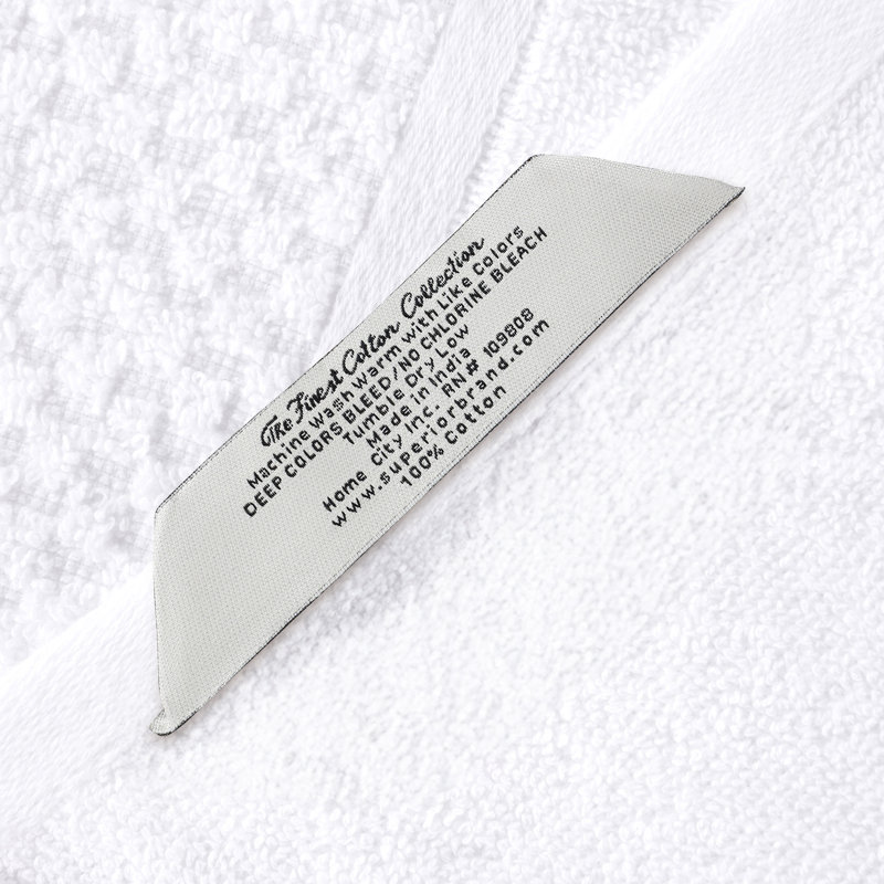 Lodie Cotton Plush Soft Absorbent Jacquard Solid and Two-Toned Bath Towel, White/White