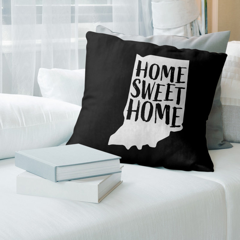 Coussin décoratif home, H 14 po x l 14 po, Indiana, Noir