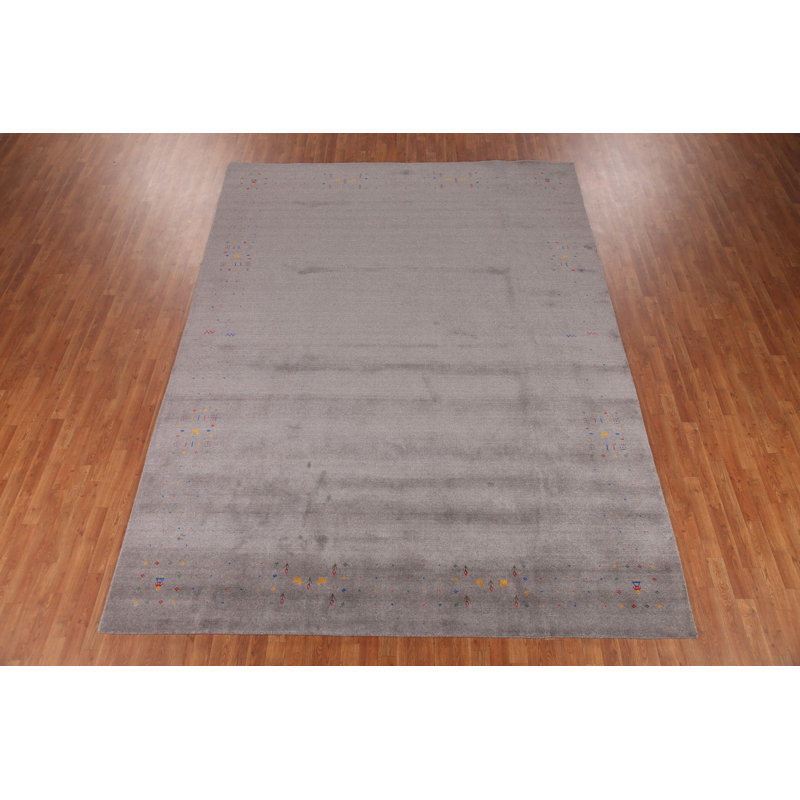 Zone tribale grise de style Gabbeh oriental 9 x 12
