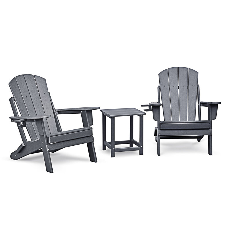 Ensemble de chaises pliantes Adirondack d'extérieur, Grey