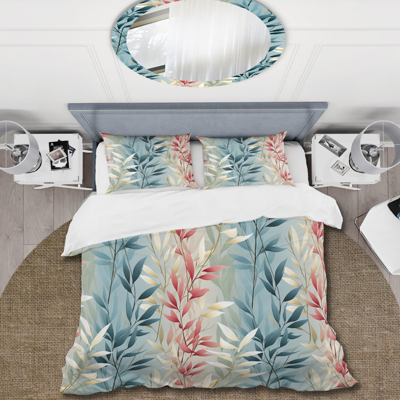 Ensemble de housse de couette Natures Botanical Ferns Jungle Harmony, Housse de couette simple + 1 taie décorative stan