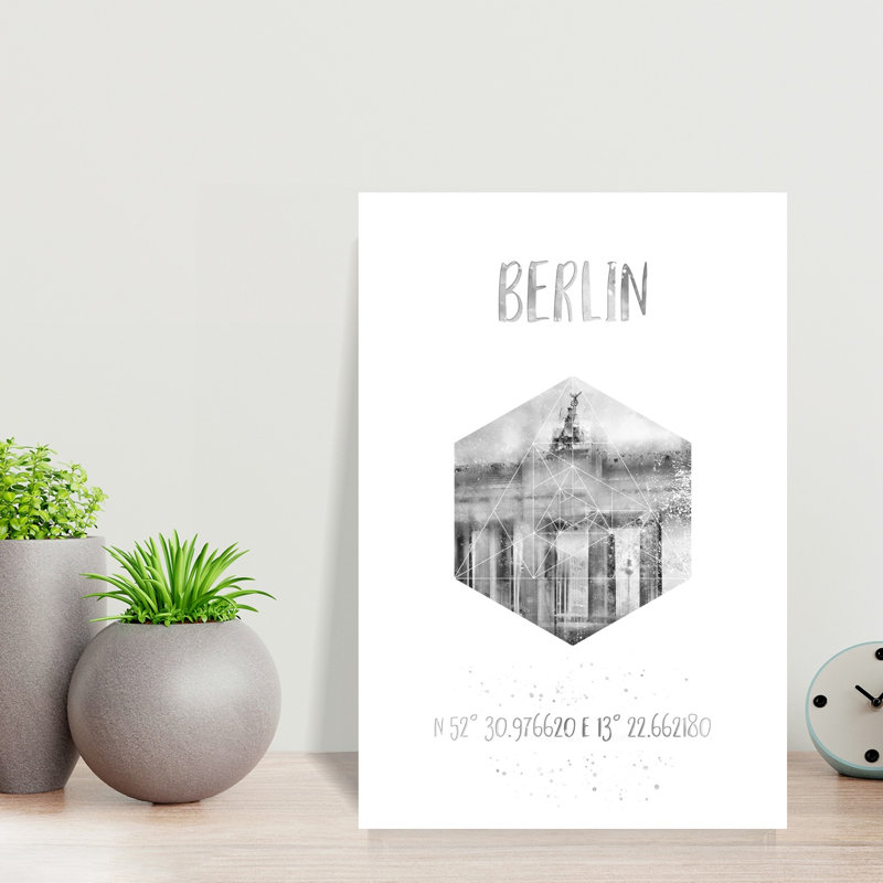 Geometric Brandenburg Gate Berlin Abstract Geometric Modern City Wall Art Print, H 18 po x l 12 po
