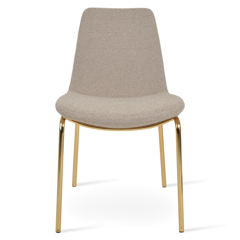 Eiffel Harris Side Chair in Beige Boucle, Gold, Beige