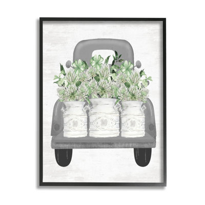 «Pickup Truck with Greenery» par encadré et encadré, impression sur toile