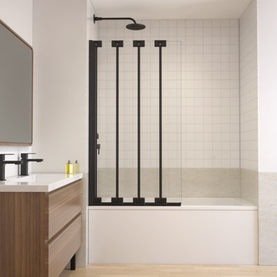 Porte de baignoire pliante sans cadre avec verre transparent L 33 1/2 po x H 59 po Nereus