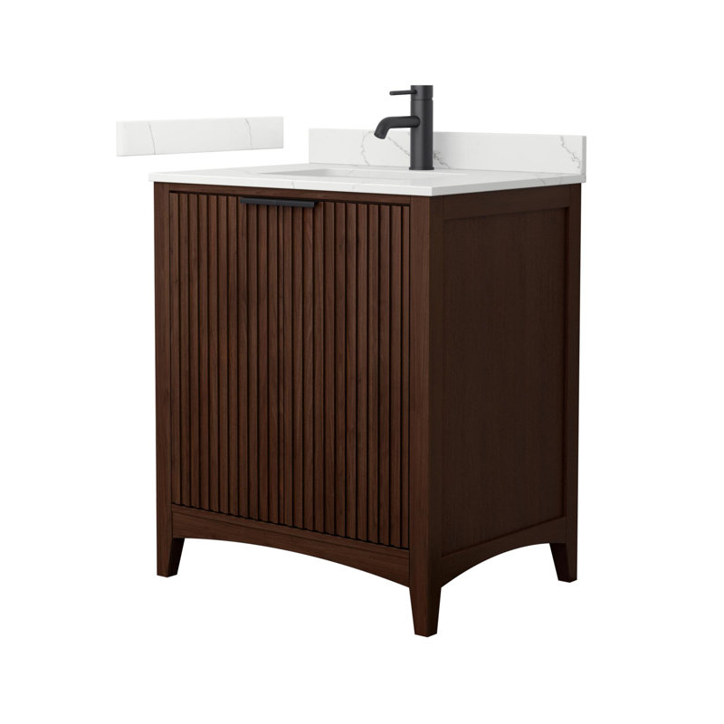 Palmilla 30" Freestanding Single Bathroom Vanity with Quartz Top, Beige / Matte Black, 30", Giotto Quartz
