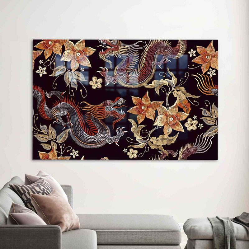 Art floral floral en verre trempé Dragon parfait pour ajouter une touche artistique à votre salon ou bureau
