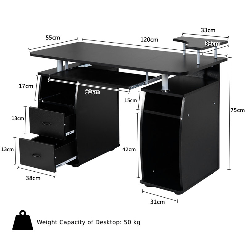 Steel Computer Desk, Black