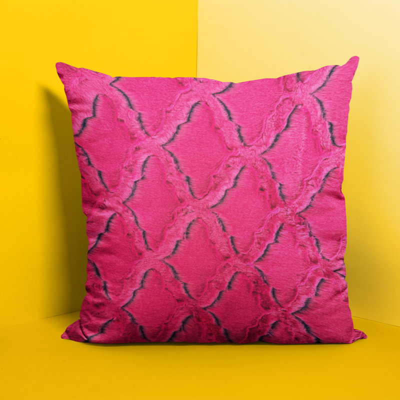 Animal Print Reversible Throw Pillow, Ikat, 26" x 26", Fuchsia/Purple