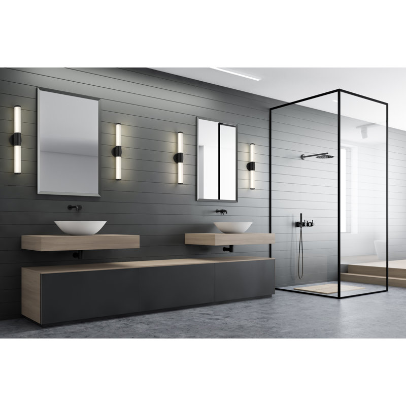 Meuble-lavabo 1 lumière 25,25 po Dunminning, Noir mat