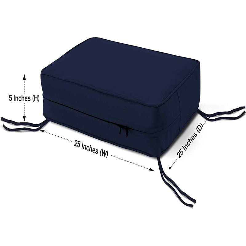 Indoor/Outdoor Seat Cushion, 5" H x 25" W x 25" D, Navy Blue