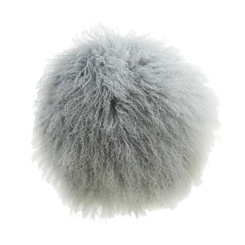 Mongolian Throw Pillow, Light Gray, Feather