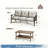 2 Piece All-Weather Outdoor Patio Set with Metal Sofa and Rectangular Coffee Table, Khaki Frame and Gray Cushions-260723333-260723328