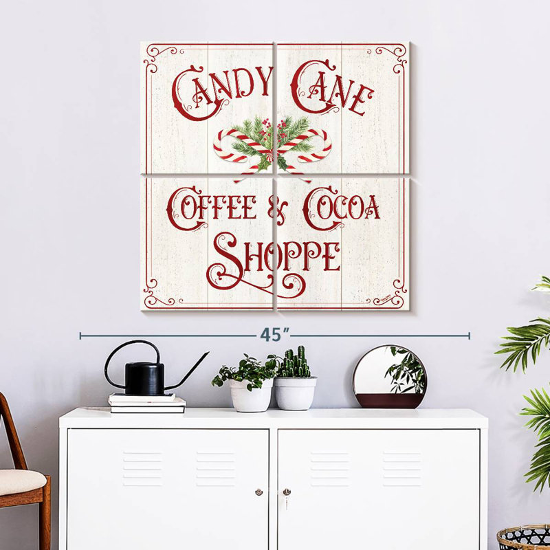 Plaque murale Kema Vintage Christmas I - Candy Cane Coffee, H 32 po x l 32 po