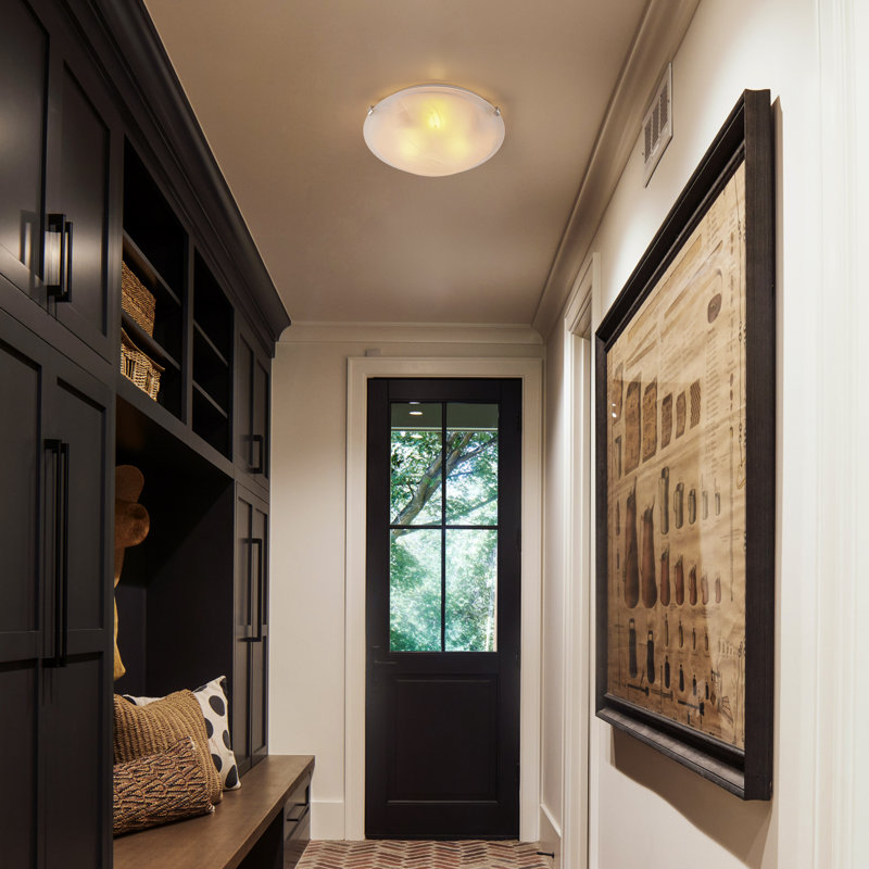 12 In. Brushed Nickel Flush Mount Ceiling Light With Alabaster Glass (6-pack), Brushed Nickel