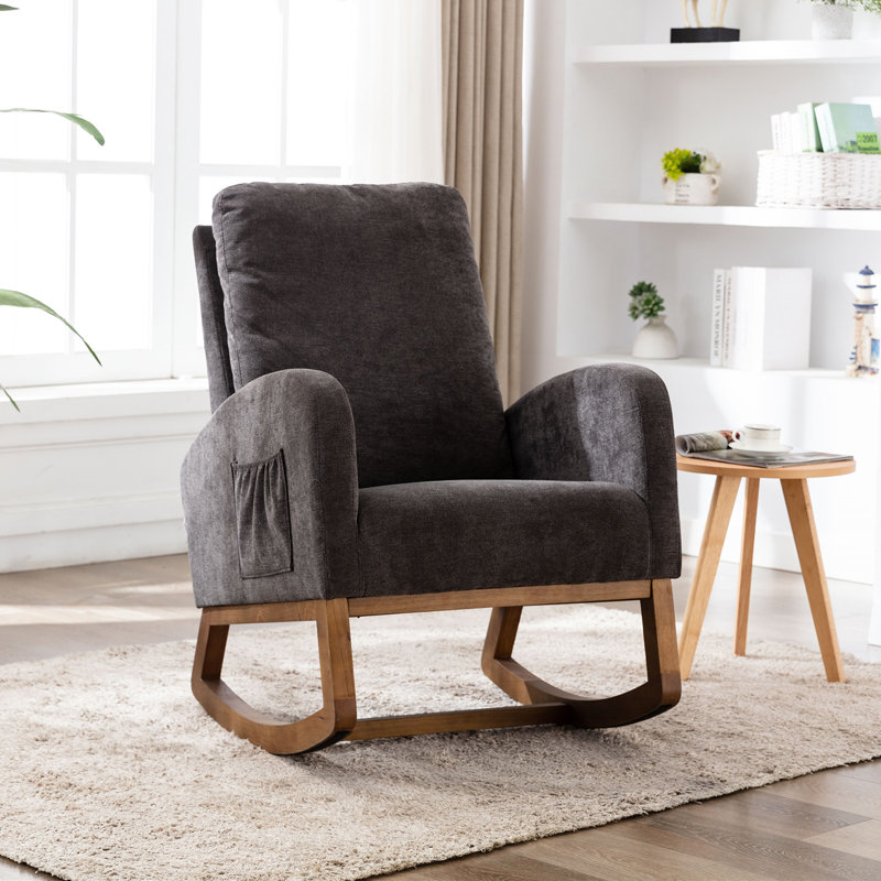 Carriana Upholstered Rocking Chair, Dark Gray