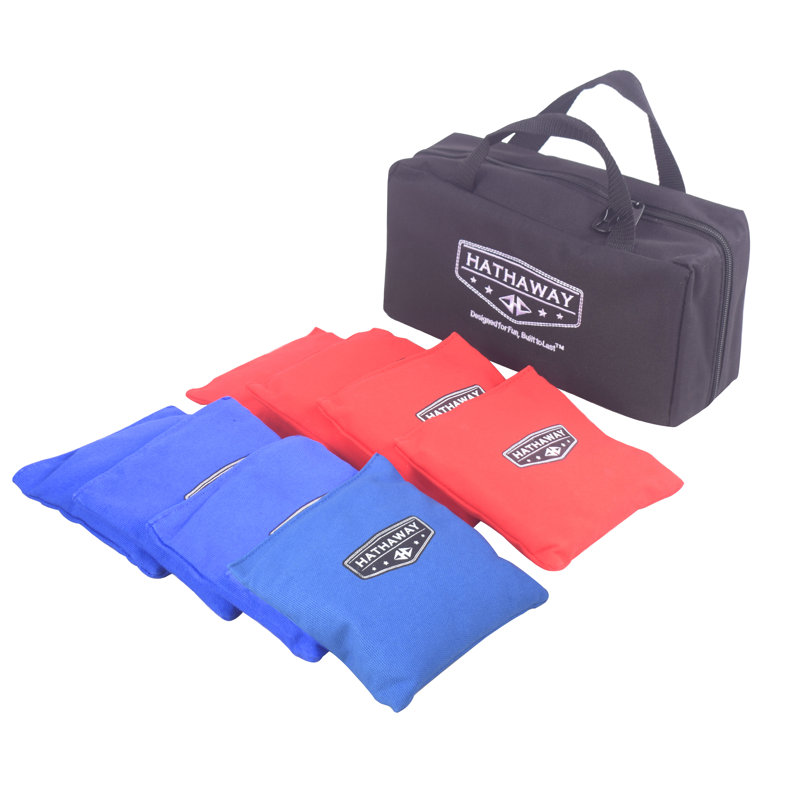 8 Piece Red and Blue Weather Resistant Cornhole Bag Set with Carry Case
