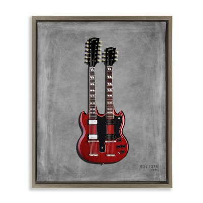 Red Double Neck Guitar Floating Frame, design by Mark Rogan