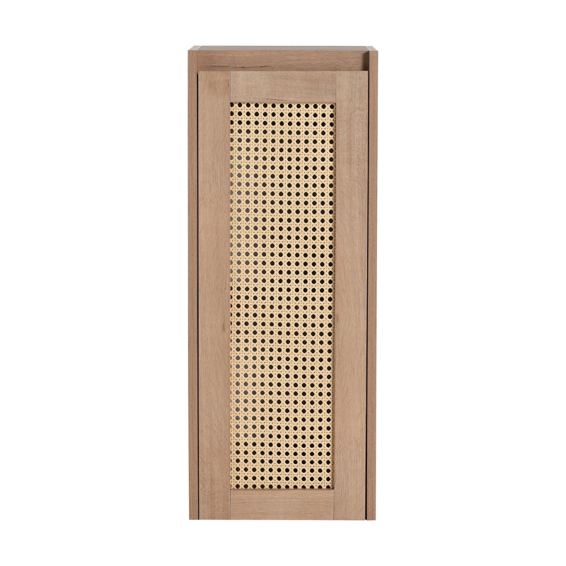 Armoire de rangement flottante murale pour salle de bain avec tablette et porte, finition bois naturel