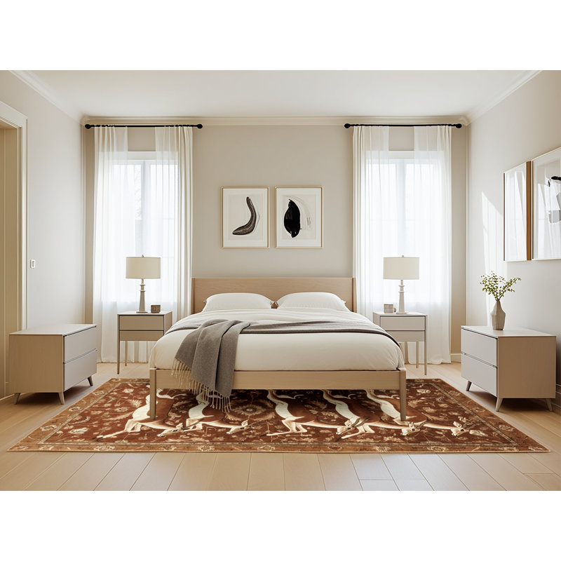 Tapis brun lavable à la machine, Rectangle de 5 pi x 8 pi