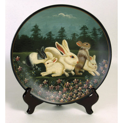 Assiette décorative handpainted lapins Askerby