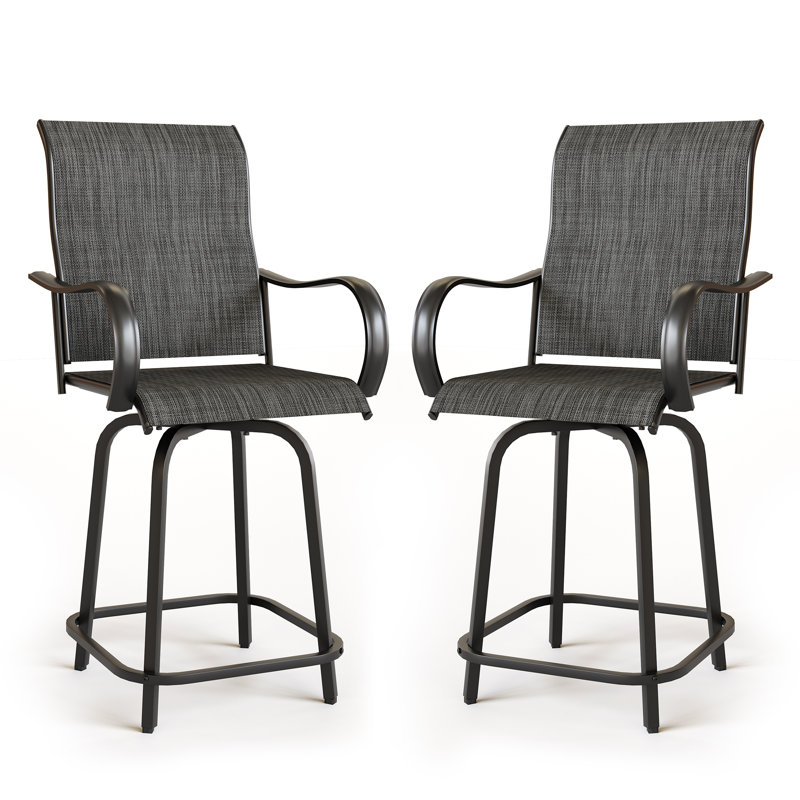 Bhairavi 27" Patio Bar Stool, Grey