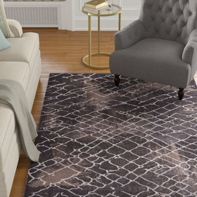 Tapis à motif géométrique brun Lake City