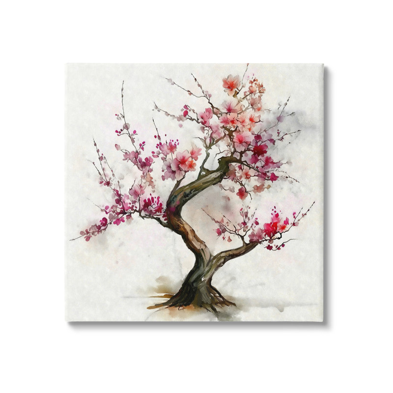 "Au-766", impression de cerisier en fleurs sur toile par Ziwei Li, H 17 po x l 17 po x P 1,5 po