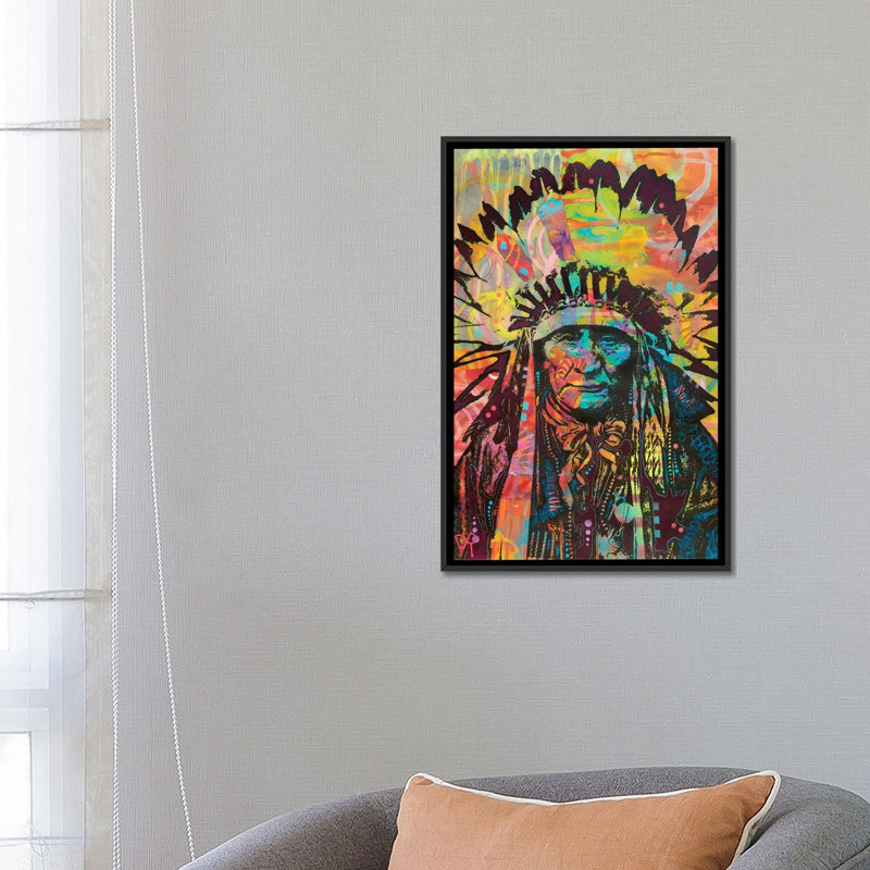 «Native American II», impression sur toile, H 26 po x l 18 po x P 1,5 po, Toile avec cadre noir