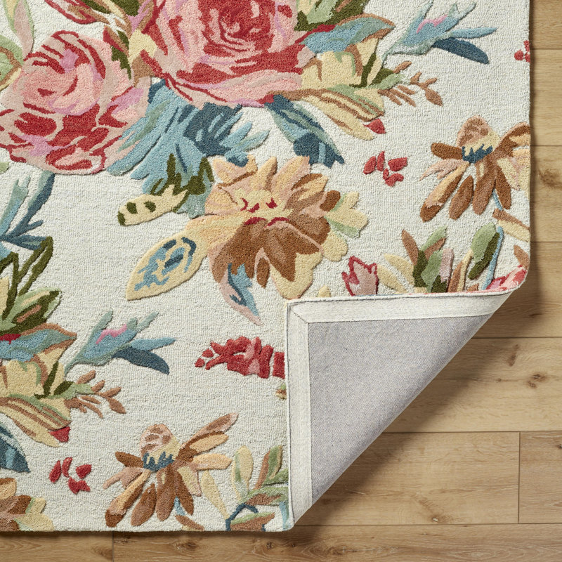 Jaquasia Hand Tufted Floral Indoor Rug, Rectangle 8' x 10'