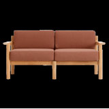 Haven Teak Outdoor Loveseat with Sunbrella Cushions and Wooden Armrest