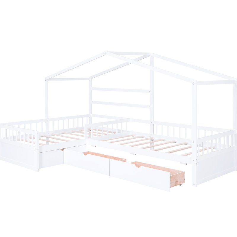 Lit plateforme blanc avec rangement à 3 tiroirs - espaces de conception pratiques et construction fonctionnelle, Blanc