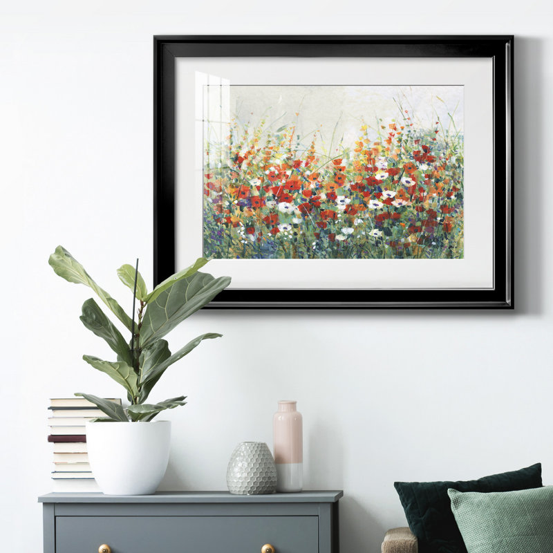 Toile encadrée de qualité supérieure Garden In Bloom II - prête à être accrochée, Cadre noir, H 18,5 po x l 24,5 po x P 1 po