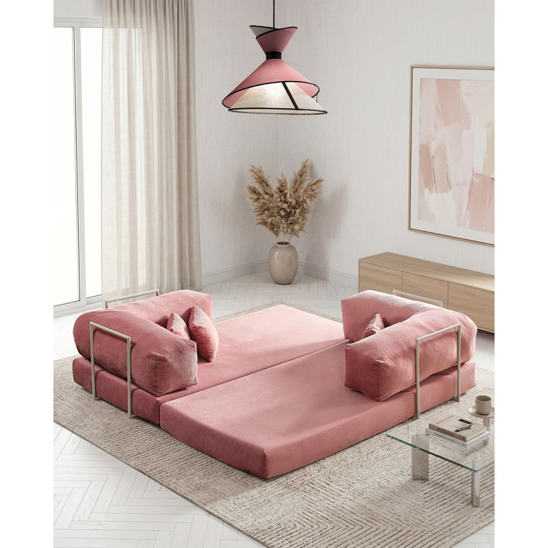 Canapé modulaire en velours Blush, Rosé