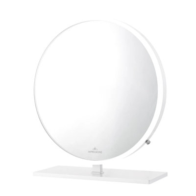 Miroir de maquillage rond Monarch Plus Hollywood avec bande lumineuse à DEL intelligente et base rectangulaire robuste