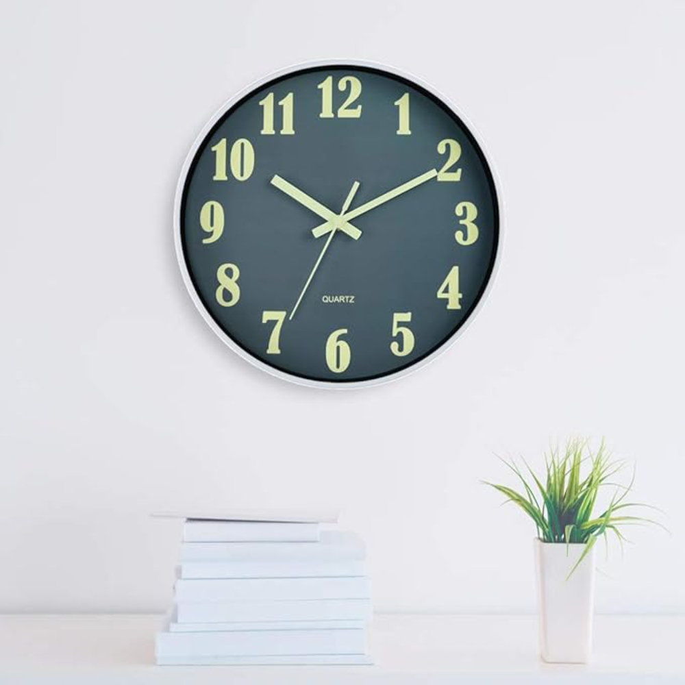 Stille Klok Zonder Tikken ClAZTyict Houten Glow In The Dark Klok, 30,5 Cm Stille Niet Glow In The Dark Wandklok