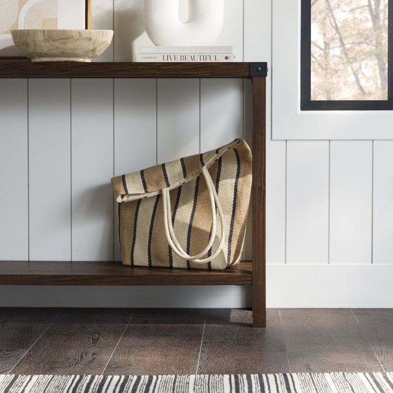 Larenda Entryway Table with Open Shelf Storage, Dark Walnut