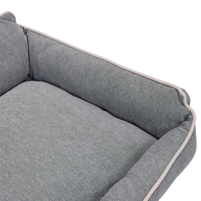 Cotton Pet Bed, Small (16cm H x 50cm W x 38cm D), Grey