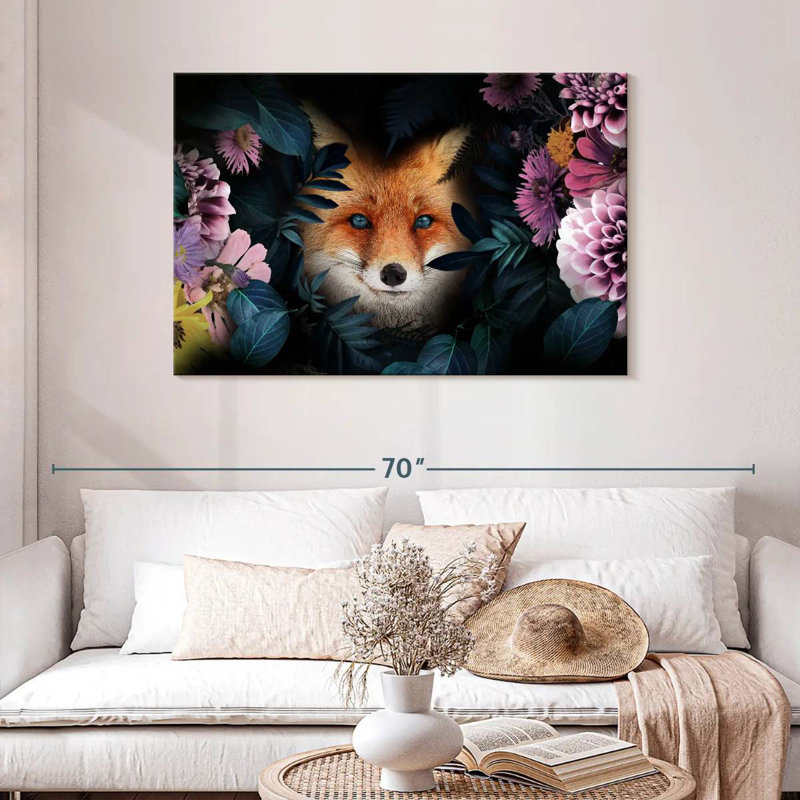 Brampt Floral Red Fox, 30" H x 45" W