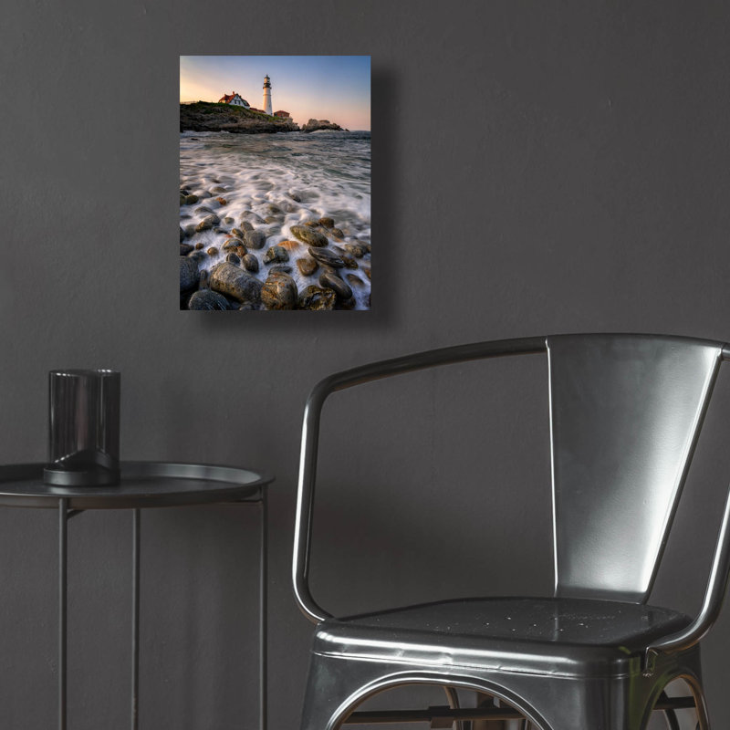 Art mural en verre Latitude Run «Portland Head Cobblestones» par Rick Berk, H 16 po x l 12 po x P 0,13 po