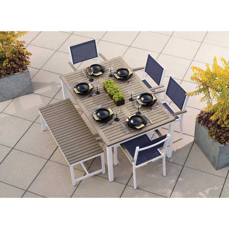 Travira Outdoor Dining Table, Chalk, Vintage Tekwood