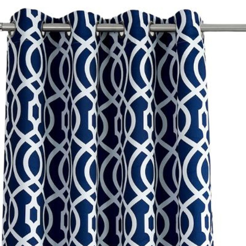 Panneau de rideau 84 "Trellis Black Out, L 76 po x L 84 po, Bleu marine / blanc