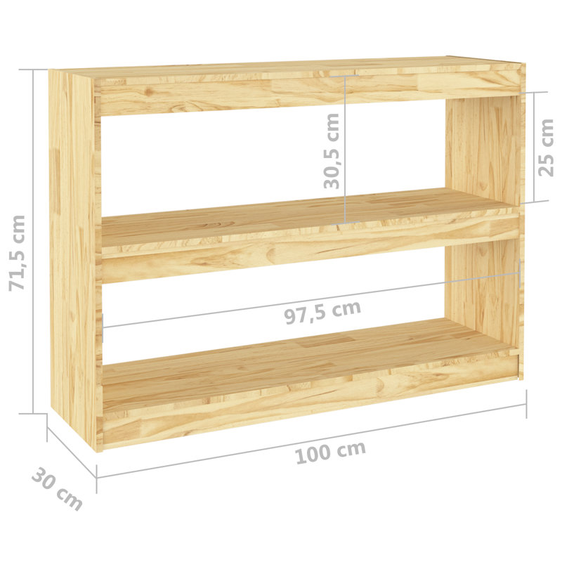 Book Cabinet/Room Divider, (2 Shelves) 72cmH x 100cmW x 30cmD, Smoked Oak