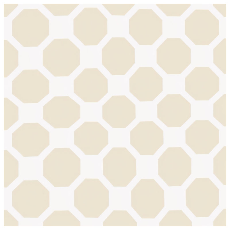Beige Octagonal Pattern Bath Mat, 34in W x 21in L